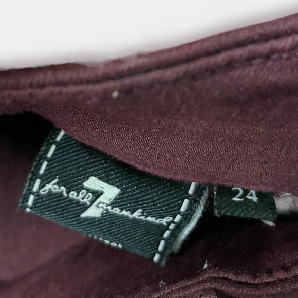 7 for All Mankind Coated Burgundy  Skinny Jeans Denim Size 24 - Picture 8 of 10